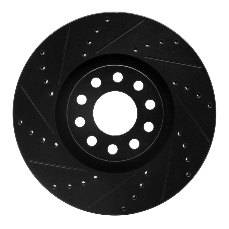 Volkswagen Passat Brake Rotor (1) - Front Left - R1 Concepts - Drilled & Slotted - Black - `02-`05